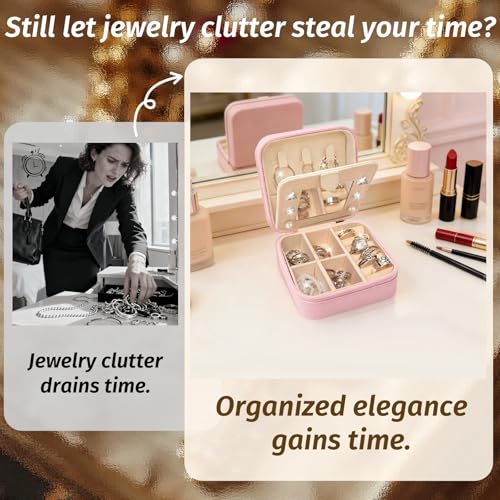 SMUOBT Jewelry Box with Jewelry Set for Women Men - Multi-Layer Organizer Storage Case with Mirror, Necklace Bracelet Hoop/Stud Earrings Rings Gift Set for Her Him, Unique Birthday Party Gift