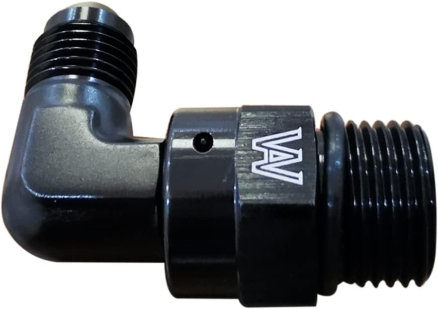 6AN Male Flare to 8AN Male ORB Swivel 90 Degree Adapter Fitting Aluminum Black