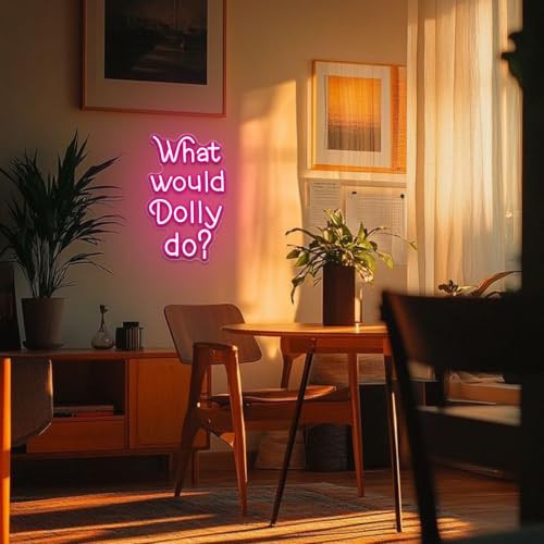 Image of What Would Dolly Do Neon Sign Country Music Neon Light Legendary Singer Cowboy Themed Party Motivational Decor Sign, for Country Music Lover Home Decor Christmas Birthday Gift(15.7 * 9.8 In)