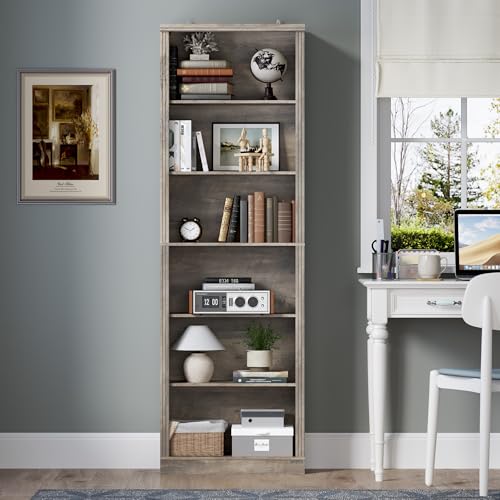 Image of BORNOON 74 inch Tall Bookshelf, 6-Tier Floor Standing Bookcase with 2 Adjustable Shelves, 24 inch Wide Open Storage Shelf, Modern Display Organizer for Home Office, Living Room, Bedroom, Study