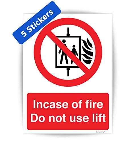Pack of 5 Do Not Use Lift in Event of Fire Sign (150 x 200 m
