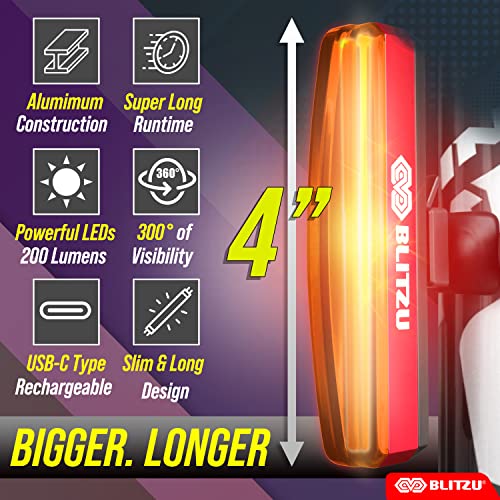 Blitzu 2024 Cyborg 200T Bike Lights Taillight Usb-C Rechargeable Led Rear Bicycle Light For Night Riding thumb #2