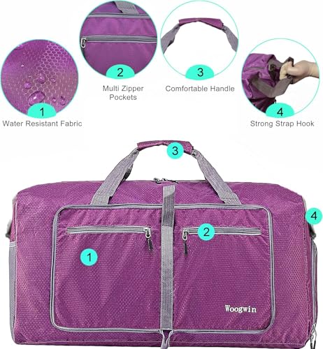 Image of Woogwin Travel Duffel Bag Large Foldable Waterproof Overnight Bag for Beach Swim Bags Pool Sports Gym