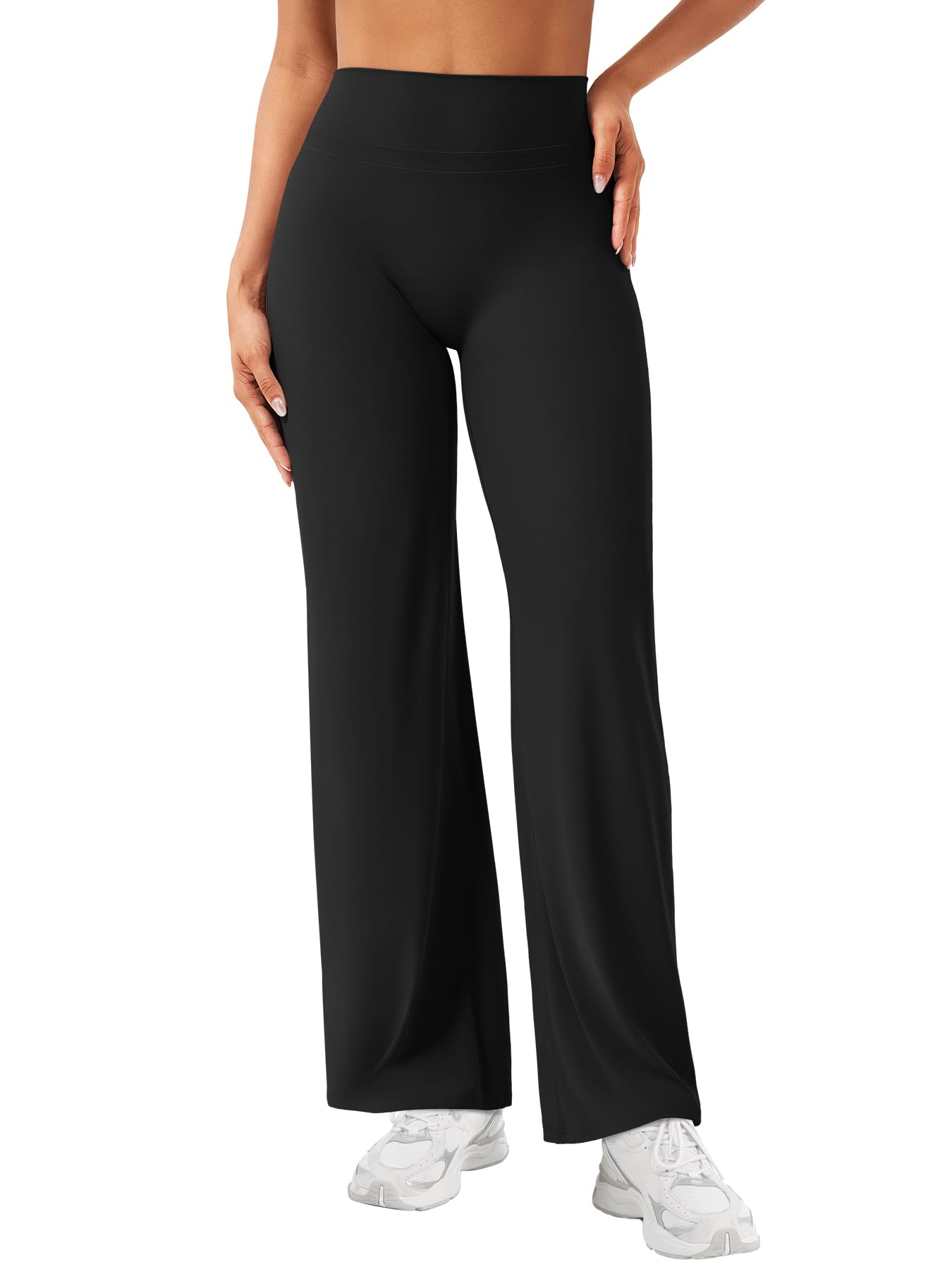 YEOREO Leggings dritti da donna, invisibili, a vita alta, senza cuciture anteriori, pantaloni da yoga, opachi, elastici, svasati, morbidi e senza cuciture