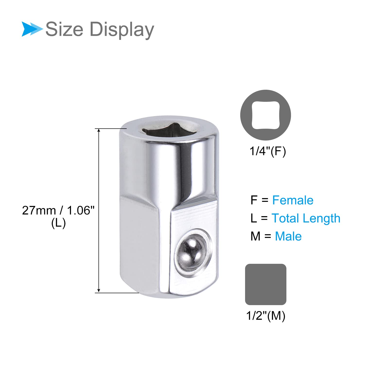 CoCud Socket Adapter, 1/4" Female to 1/2" Male CR-V Steel Driver & Wrench Tool - Image 2