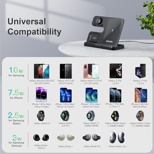 Zubarr Q10B Wireless Charger For Samsung Charging Station & Android Multiple Devices 3 In 1 Fast Charger Stand thumb #1