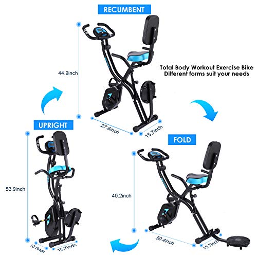 Ancheer Folding Indoor Exercise Bike, Stationary Cycle Bike, Compact Magnetic Upright With App Program&Twister Plate& Heart Monitor - Perfect Home Exercise Machine For Cardio #TOP5