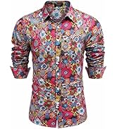 COOFANDY Men's Floral Dress Shirts Long Sleeve Slim Fit Casual Button Down Shirts