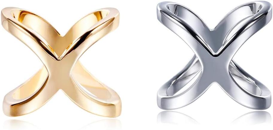 SYBL2PCS Women Lady Girls Simple Fashion X Shape Scarves Buckle Scarf Clip Scarf Ring Wrap Clamp Silk Scarf Clasp Holder for Clothing Neckerchief Shawl (Golden + Silver)