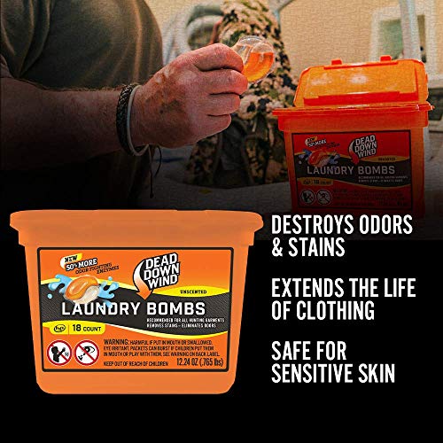 Dead Down Wind Laundry Bombs – Unscented, 18 Count, Odor Elimination For Hunting Gear #TOP1