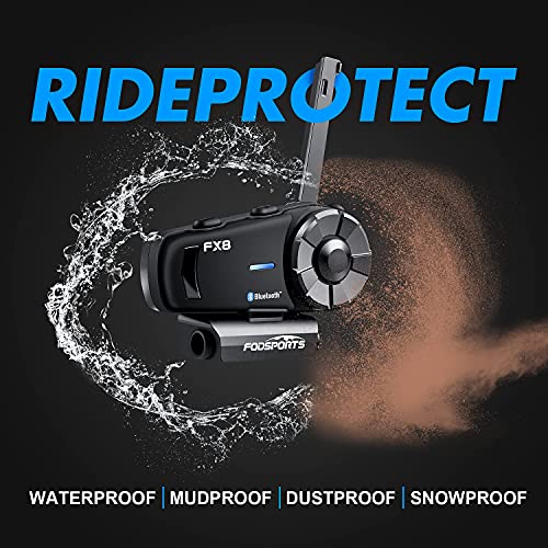 Fodsports Fx8 Motorcycle Bluetooth Intercom With Noise Cancellation,Helmet Bluetooth Headset With Fm,Up To 8 Riders Helmet Intercom,Helmet Headset Communication System For Atv/Dirt Bike/Off Road/2Pcs #TOP4