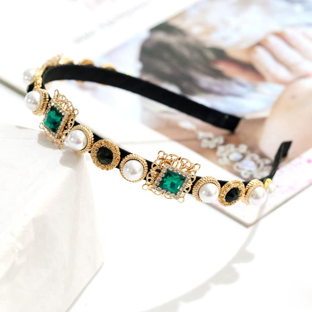 Cerchietto Largo In Velluto Con Cristalli Colorati E Strass - Accessorio Elegante Per Matrimoni E Feste - 3