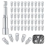 Bigmeta 100 Pcs Tire Studs - 6 x 15mm Wheel Tyre Snow Studs with Installation Tool, Carbide Screw Tire Studs for Most Car Truck, Snowmobile, Bicycle, ATV, UTV, Boots, Anti-Slip Accessories