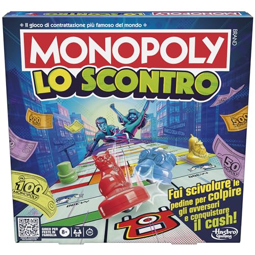Hasbro Gaming Monopoly - Lo Scontro, Gioco da Tavolo per 2-8 Giocatori, Gioco per Bambini e Bambine da 8 Anni in Su, Divertimento Dinamico per Feste, Versione Italiana