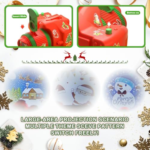 POPOYU Weihnachten Projektor Kamera Kinder,Nacht Projektor Kind Projection Kamera,Kaleidoskop Taschenlampe Diaprojektor Taschenlampe mit DIY Mustern für Weihnachten Kinder Geschenke