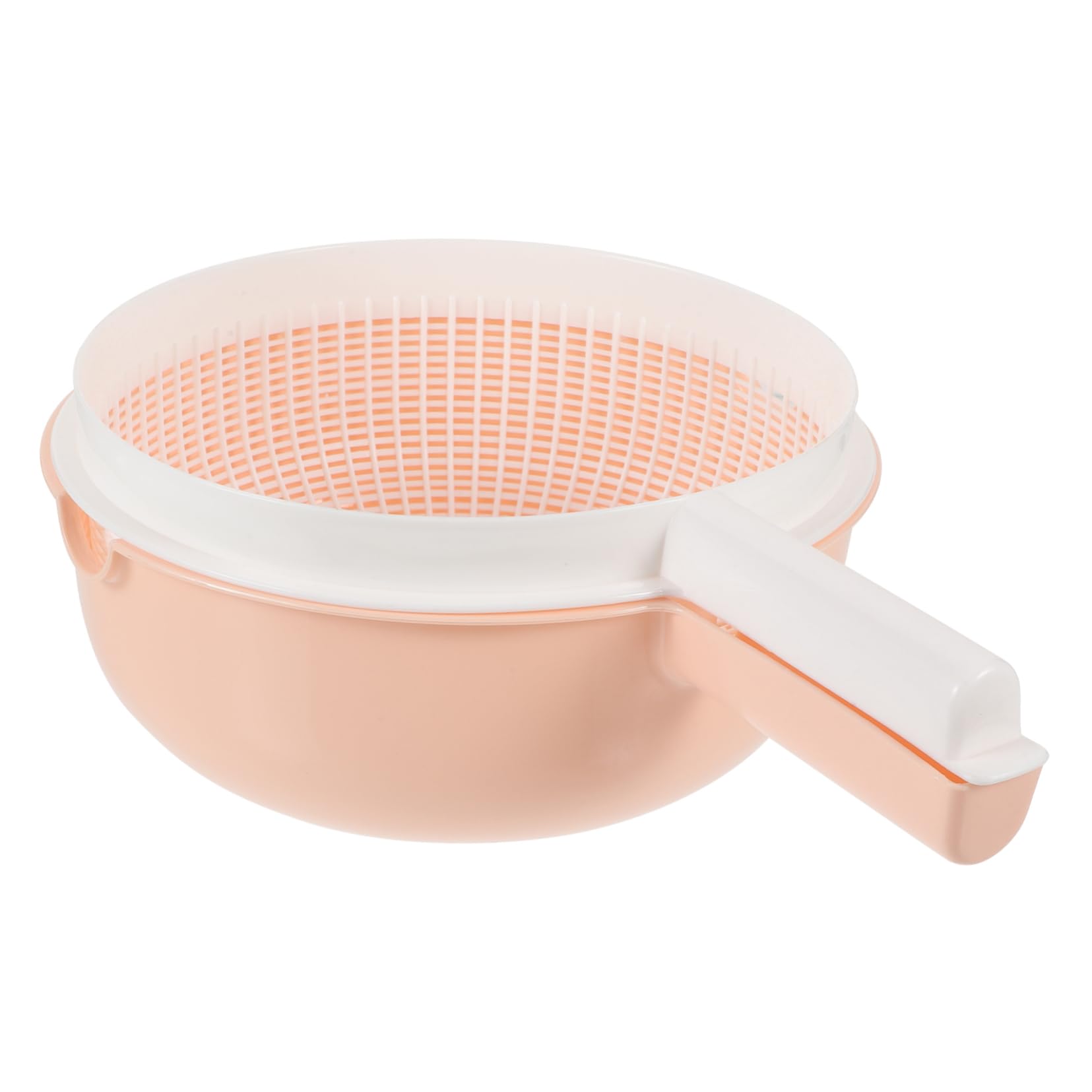 PRETYZOOM Double Layer Plastic Fruit Cleaning Basket Lid Rice Wash Strainer Bowl Handle for Kitchen Vegetable Fruit Wash