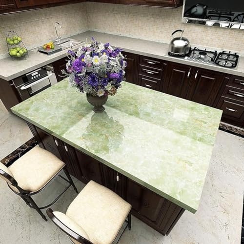 Image of Kitchen Cabinets Marble Wallpaper Roll for Home & Kitchen Decor - Oil Proof Waterproof Self Adhesive Wall Paper Sticker for Floor Tiles, Countertop, Cupboard, Drawer (60 * 200 cm) (Green, 10)