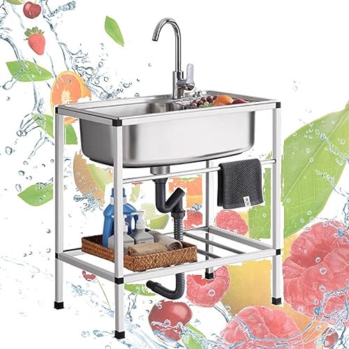 Évier de cuisine en acier inoxydable avec support pour buanderie et jardin