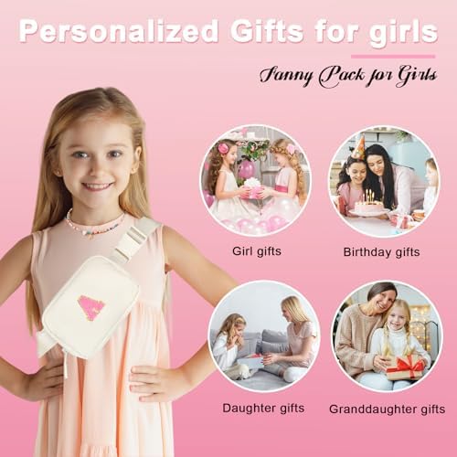 Personalized Initial Fanny Pack - Birthday Gifts Set for Girls Teen Girls Kids, Christmas Gift Cross Body Bag Belt Bag Gifts Trendy Stuff for 4 5 6 7 8 9 10 11 12 13 Year Old Girl (A) — view 3