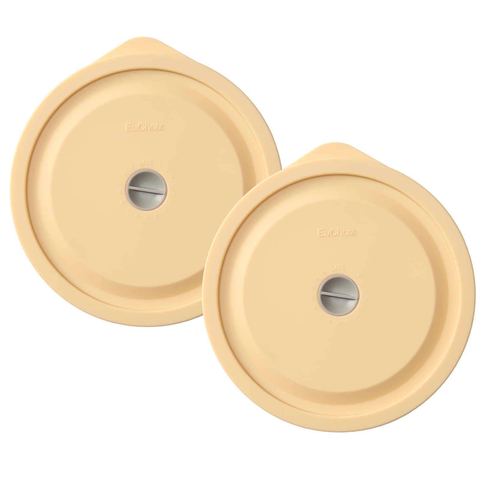 Replacement Lids for Pyrex 7402-PC 7 Cup, Silicone Round Storage Cover Lid for Anchor Hocking Glass Bowl 2 Pack with Date Mark Beige