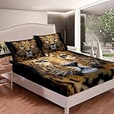 Feelyou Leopard Fitted Sheet Cheetah Print Bedding Set Wild Animal Theme Bed Sheet Set for Boys...