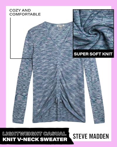 Steve Madden Girls' Shirt –Lightweight Casual Knit V-Neck Long Sleeve Shirt – Cute Top for Girls (4-16)2