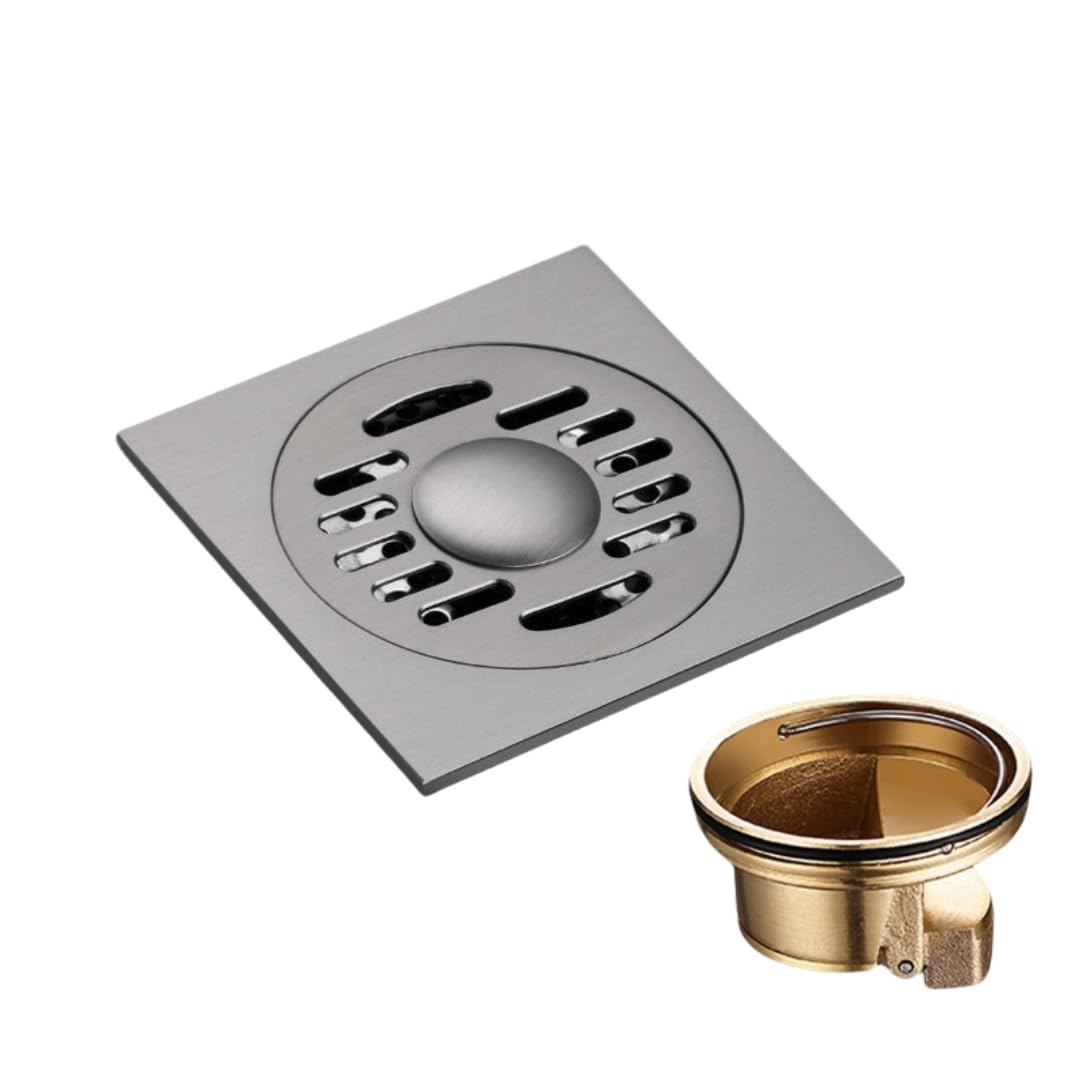 KJdxfhFH Bathroom floor drains, Invisible Floor Drain All Copper for Odor Resistant(Brushed,Dualuse)