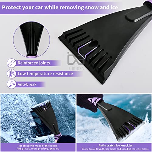 Narundren 27"Snow Brush And Ice Scrapers For Car Windshield 2 Pack |Scratch-Free Bristle Head Pvc Snow Brush & Foam Grip Window Snow Scraper Snow Removal Tool With Aluminum Body For Truck, Suv,Purple #TOP3