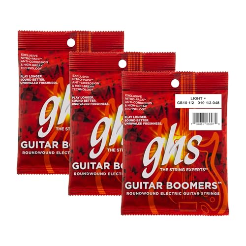 Image of GHS Strings, GB10 1 /2 Boomers, Nickel Plated Steel Electric Guitar Strings, Legendary Strength, Consistent Intonation, Long Lasting Brightness, Tone & Sustain 6-String Guitar 10.5-48 LT+ Gauge, 3 Pack