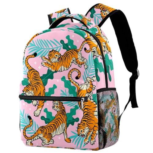 Sac à dos d'école pour adolescents et filles avec grand compartiment tigre de la jungle