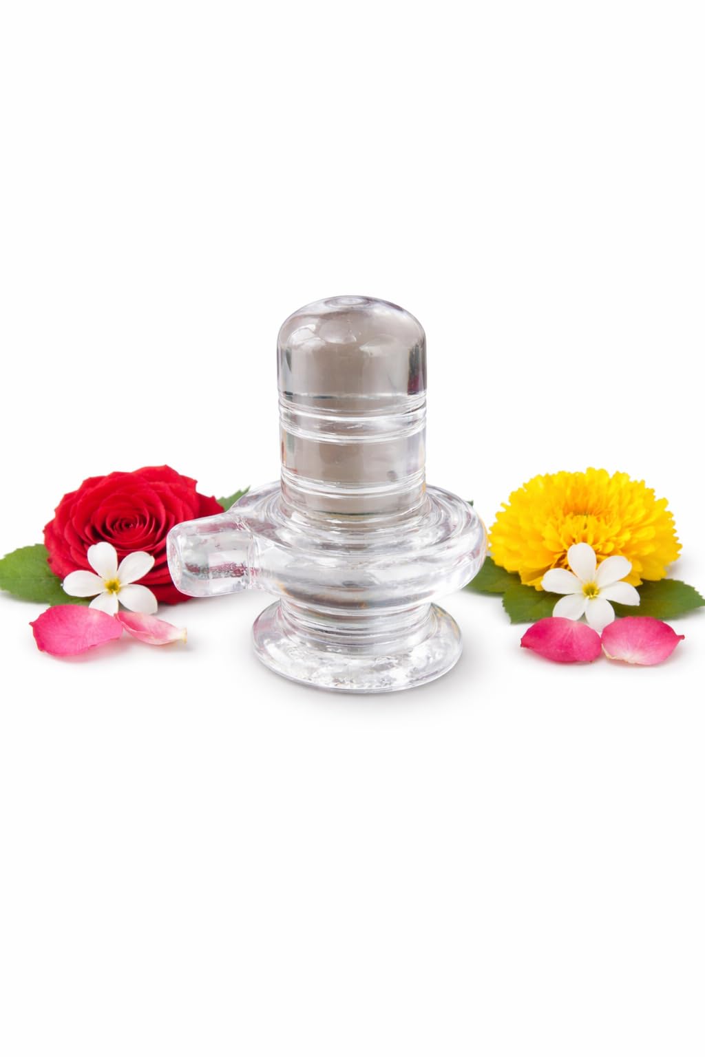 Vooli Original Sphatik 80 to100g Clear Quartz Crystal Shivling Puja, Meditation & Energy Healing Transparent Shiva Lingam Idol for Home Crystal Shivling Transparent Shiva Lingam Idol, Height 6 cm 5 1