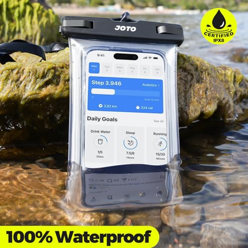 Image of JOTO 2 Pack Universal Waterproof Phone Case for iPhone 17 Air 16 15 14 13 12 11 Plus Pro Max, IPX8 Cellphone Dry Bag XR X SE, Galaxy S23 S22 S21 S20+ S20 S10 Plus Note, Pixel up to 7 inch -Clear