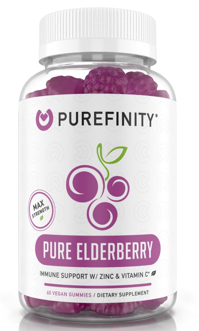 PUREFINITY Elderberry Gummies with Sambucus, Vitamin C, and Zinc (60ct) 60 Count (Pack of 1)
