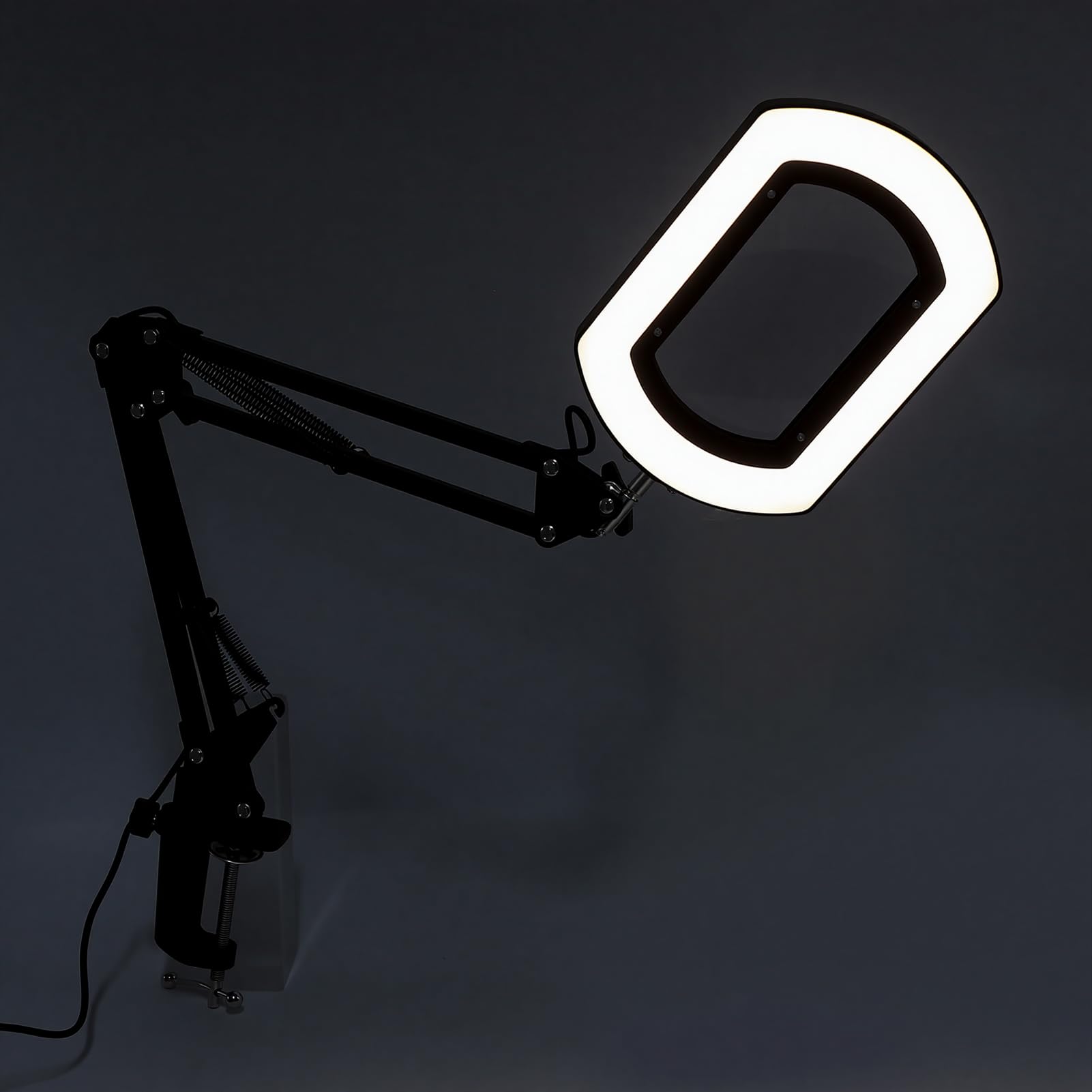 Bewinner Lupa 15X con Luz, 5 Temperaturas de Color, Brazo Giratorio de 360°, Lupa LED, Lámpara de Aumento de Brillo Ajustable Alimentada por USB para Lectura, Manualidades, Pasatiempos, Reparación,