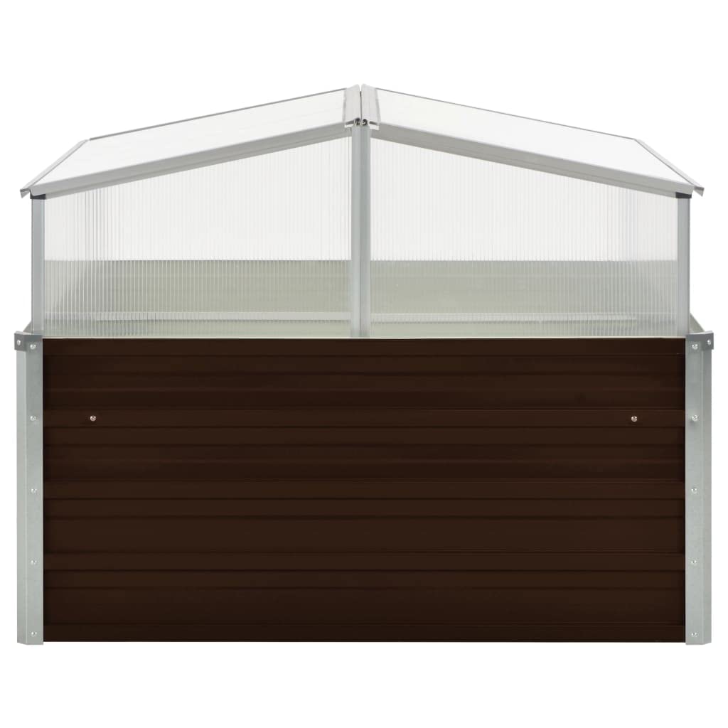Serra Marrone 100x100x85 cm in Acciaio Zincato,Serra da Giardino e Orto in Policarbonato con Tetto Regolabile e Porta,Telaio in Alluminio