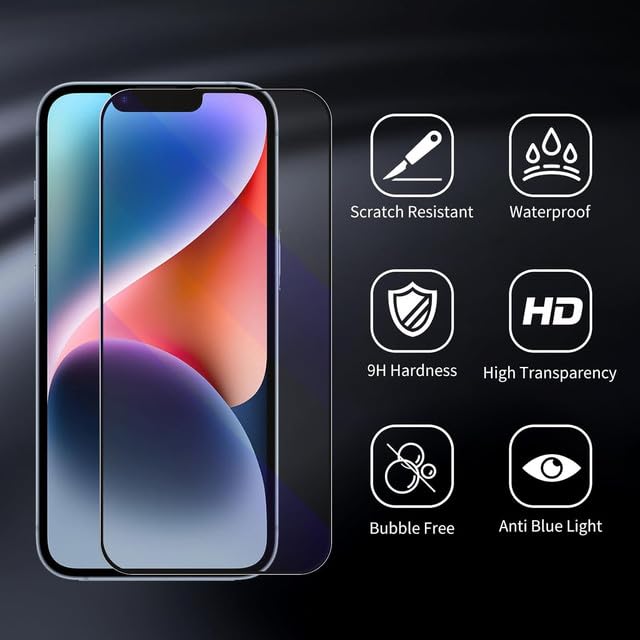 Image of TitanGuard Tempered Glass Screen Protector Guard for iPhone 13 /13 Pro / 14 / 16e - 9H Hardness, Military Grade, Anti-Static, Easy Installation Kit - 1 PACK