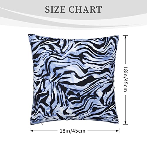 Fdin 2 Packs Hidden Zippered Pillowcase Zebra Stripes Accent Printing 18X18Inch,Decorative Throw Polyester Cotton Pillow Case Cushion Cover For Home,Printed Both Sides, Black And Navy Blue #TOP1