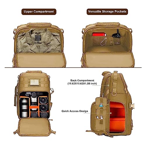 Mochila táctica para cámara DSLR/SLR/Mirrorless Khaki miniatura 2