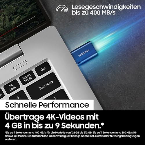 Samsung USB-C Stick 512GB mit 400 MB/s Lese- und 110 MB/s Schreibgeschwindigkeit