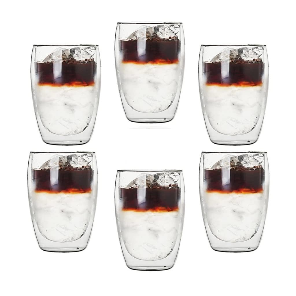 350 ml doppelwandige Glastasse transparent, handgefertigte Tee-Getränke-Tasse Mini-Whisky-Tasse Espresso-Kaffeetasse (Farbe: A Größe: Einheitsgröße)