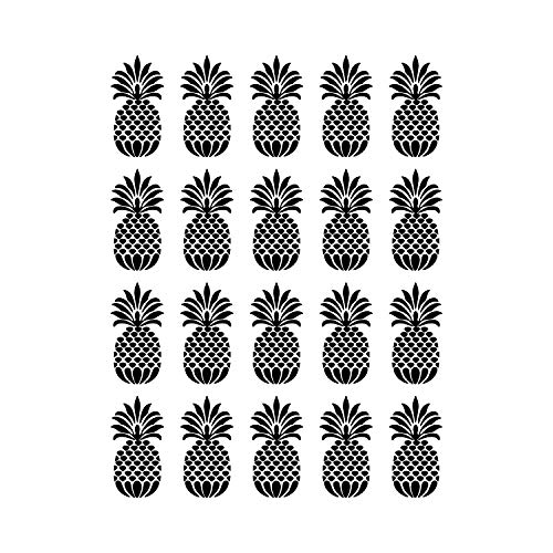 Set Of 20 Vinyl Wall Art Decal - Pineapples - 7" X 4" Each - Trendy Modern Summer Theme Home Bedroom Living Room Dorm Room Apartment Office Workplace Playroom Nursery Decor (Black, 7" X 4") #TOP3