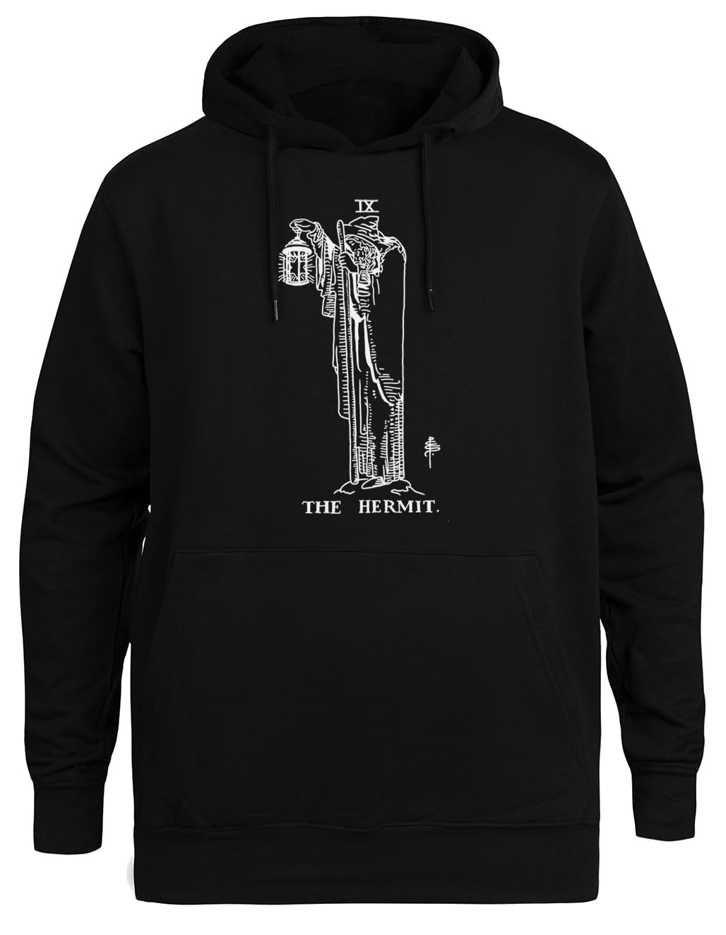 Karta Tarota Pustelnika Unisex Czarna Bluza Ekologiczna z Kapturem Unisex Black Hoodie Eco-Friendly Hooded Jacket