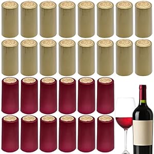 LTHERMELK Lot de 100 capsules thermorétractables en PVC pour bouteilles de vin Rouge/doré