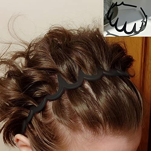 Ultimute 8 Pcs Fashion No Slip Effortless Plastic Headbands With Teeth Comb Black Skinny Headbands Hair Bands For Women Men Teen Girls, Matte Black #TOP3