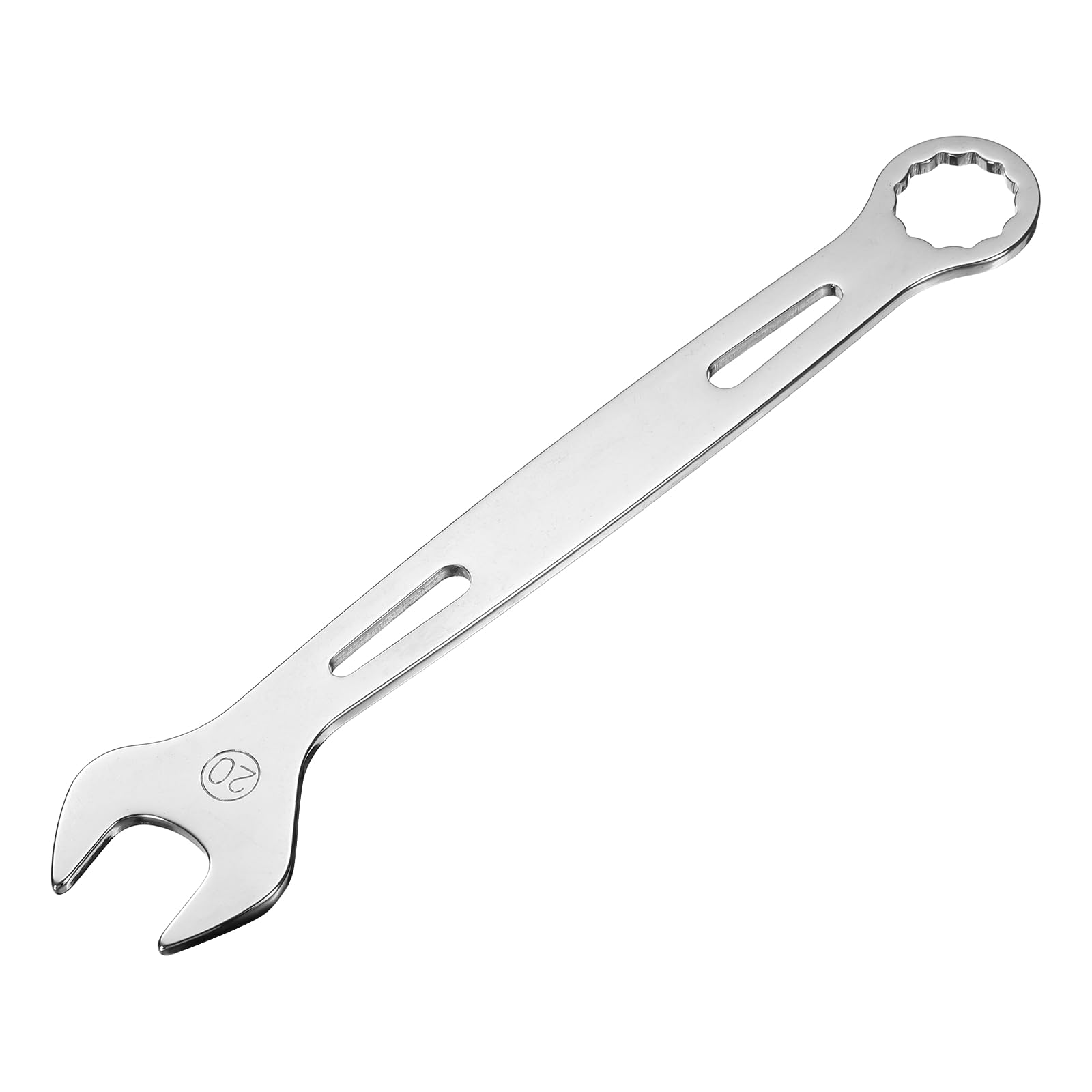 sourcing map Combination Wrench 20mm Metric Super Thin 12-Point Box and Open End Chrome Vanadium Steel Double Ended Spanner Tool for Automotive Furniture Machinery DIY Repair, Silver โ image 1