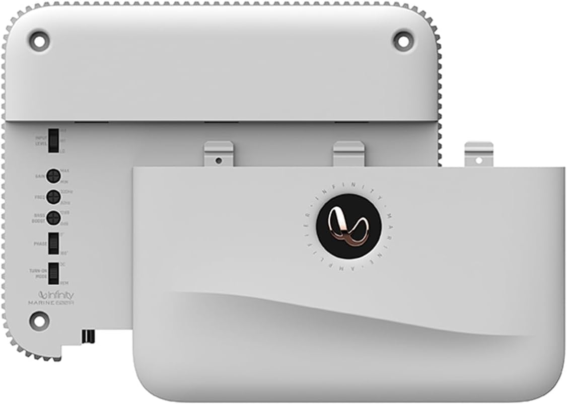 Infinity Reference 6001A High Performance Mono Subwoofer Amplifier - Compact Size, Low Noise and Distortion, Class D amp Technology, RBC Wired Remote, Variable Crossover and bass Boost (Grey)