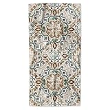 AOYEGO Paisley Bath Towel Vintage Floral Italian Tile with Moroccan Flower Beach Bath Towels Soft Microfiber Yoga/Golf/Swim/Hair/Face Towels 15x30 Inch