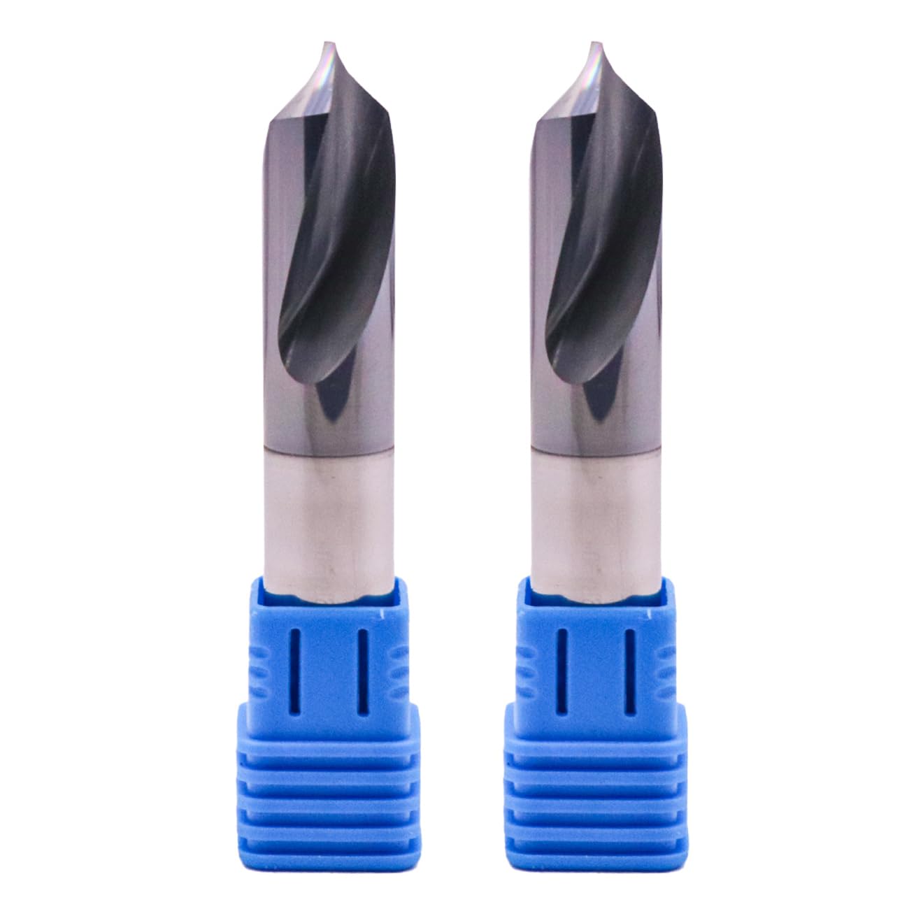 Solid Carbide Spotting Drill Set(2Pcs, 1/2" Spot Drill) - AlTiN Coated, 2 Flute, 90 Degree, 1/2" Shank Dia, 1-1/4" Flute Length, 3" Overall Length For Milling Alloy Steel, Hardened Steel, Iron, Copper