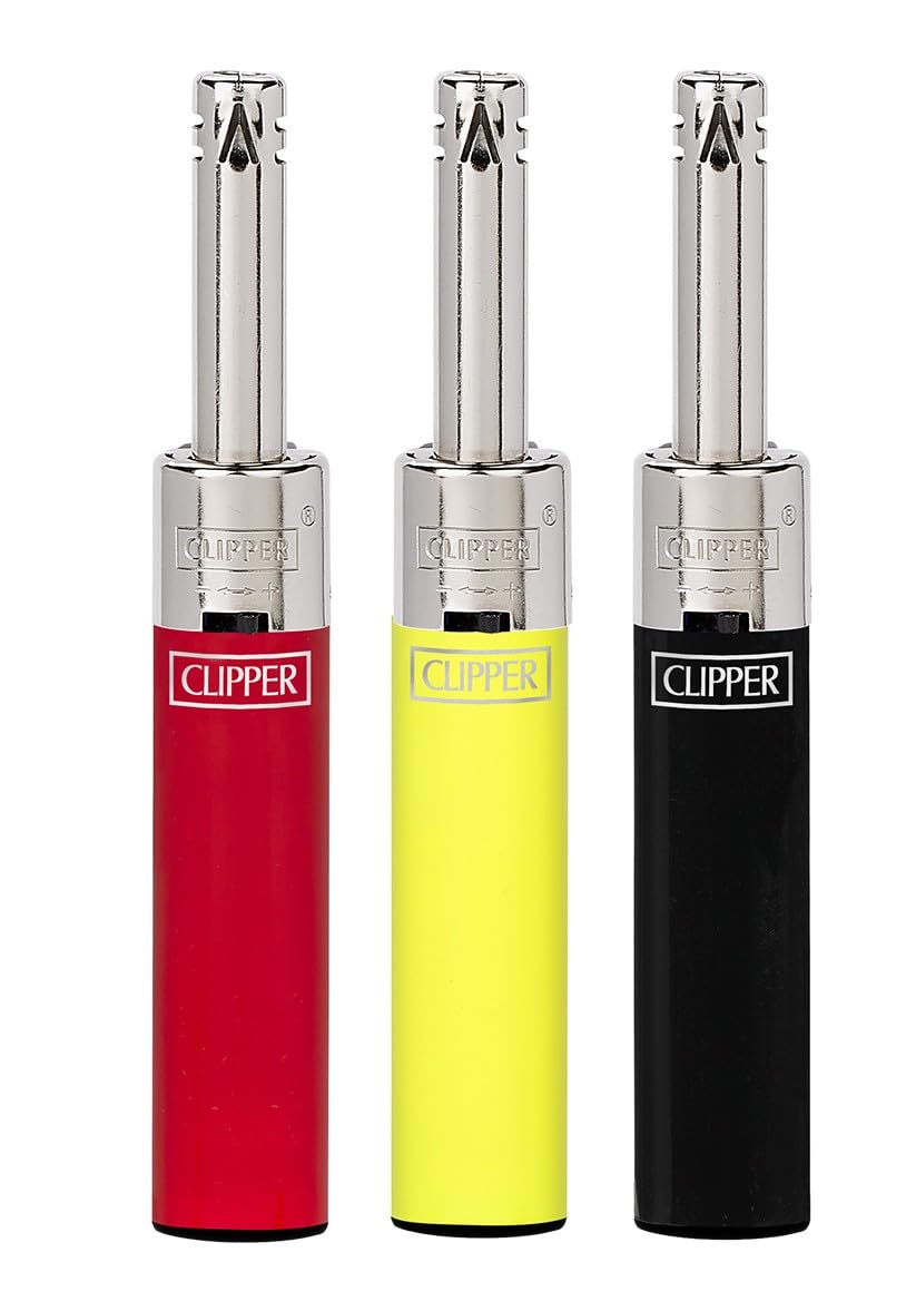 Clipper - Mini Tube Reusable Lighter - Refillable Candle Lighters with Extended Wand and Adjustable Flame - Great Lighters for Candle, BBQ, Firepits, and Use in The Outdoors - 3 Pack - Gradient