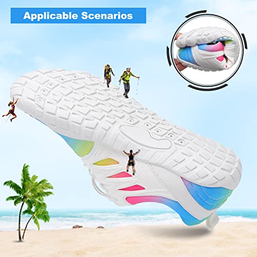 Image of L-RUN Womens Barefoot Water Shoes Mens Water Hiking Shoes for Outdoor Sports White M US (Women 9 Men 7)=EU40, A white Color, 9 Women /7 Men